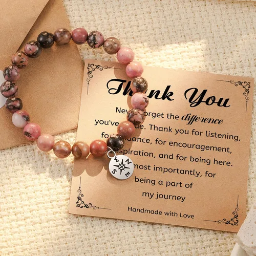 Miniatura 17 de HGDEER Pulsera de jubilación de piedra natural para mujeres/hombres 2024, regalos de despedida de despedida, regalo de San Valentín para compañeros