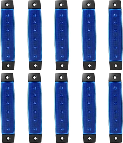 Miniatura 15 de Paquete de 10 Luces Laterales Marcadoras de Remolque DC 12V Verde Ahumado 3.8" 6 LED Barra de Luz de Gálibo Tira de Luz Indicadora de Señal