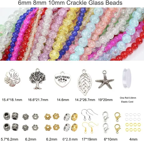 Miniatura 4 de 848 cuentas redondas de cristal agrietado – 0.236 pulgadas, 0.315 pulgadas, 0.394 pulgadas, 0.394 pulgadas, jade artificial para hacer joyas