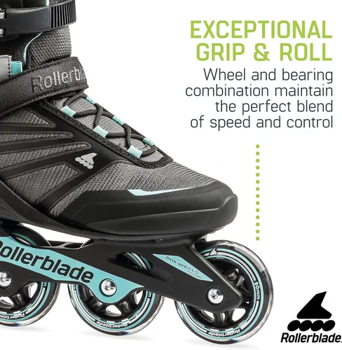 Miniatura 3 de Rollerblade Zetrablade Patines en línea para mujer adulta, patines en línea de rendimiento Negro/Celeste