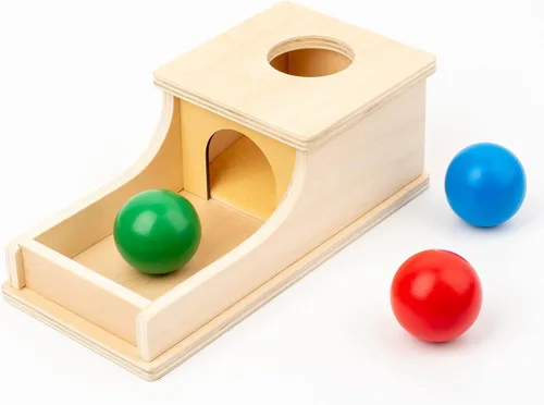 Busy edition Montessori Toys Caja de objetos de permanencia con sonido suave, juguete de madera, bola de bebé para soltar y jugar, para niños de 6