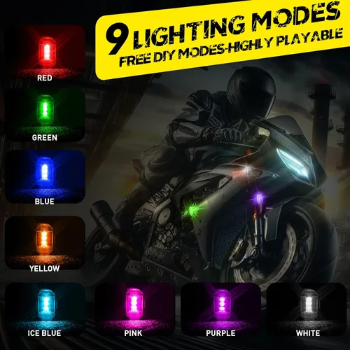 Miniatura 5 de 8 luces estroboscópicas LED inalámbricas con control remoto, luces estroboscópicas LED RGB para aeronaves de alto brillo, 8 colores, impermeable