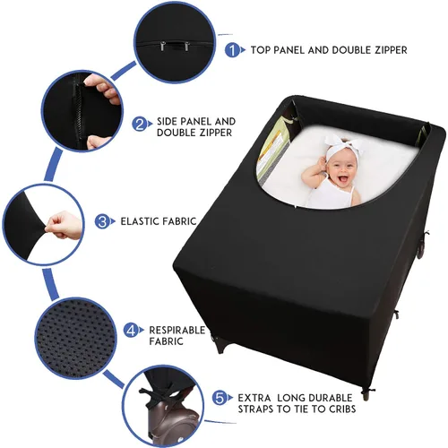 Miniatura 2 de Dofilachy Funda opaca para Pack N Play, tienda de campaña opaca para cuna, cubierta de toldo, tienda de campaña transpirable para cuna de viaje