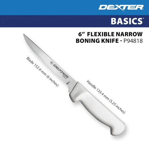 Miniatura 5 de Dexter-Russell P94818 Basics 31614 Cuchillo de deshuesar, hoja de acero de alto carbono de 152 mm, libre de manchas, flexible y estrecha, mango