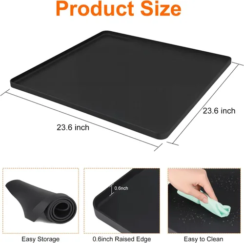 Miniatura 2 de Juego de 2 mini alfombrillas para nevera, 19.7 x 19.7 x 0.6 pulgadas, antideslizantes, gruesas, de silicona, para debajo del refrigerador, bandeja