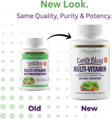 Miniatura 2 de Paradise Herbs Earth's Blend Multivitamínico diario para mujer con hierro, 48 superalimentos orgánicos, probióticos, antioxidantes, vitaminas A