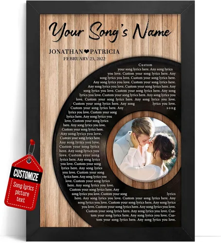 Miniatura 22 de VICILO Póster Enmarcado con Letras de Canción Personalizadas, Regalo para Padres, Acordes de Canción Perfectos, Pareja, 50° Aniversario de Boda