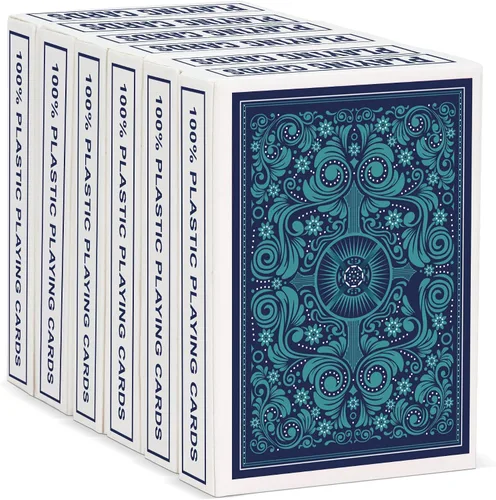 Miniatura 10 de Cartas de Juego de Plástico Impermeables 2 Paquetes, Mazos de Cartas de Póquer para Adultos, Tamaño Póquer Índice Regular, Adecuadas para Varios