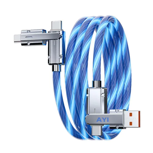 Miniatura 23 de AYI 3 combinaciones de múltiples puertos USB A a USBC Micro PD cable de carga rápida iluminado flujo de corriente compatible con casi todos