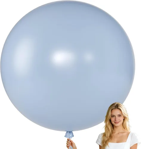 Miniatura 9 de KALOR Globos gigantes retro azul brumoso de 36 pulgadas, paquete de 6 globos de látex grandes redondos retro azul brumoso para aniversario