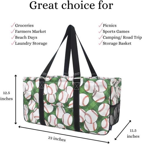 Miniatura 334 de NGIL Bolsa de comestibles reutilizable extra grande plegable de gran tamaño para comestibles, almacenamiento, picnic, playa, Bronco-negro occidental