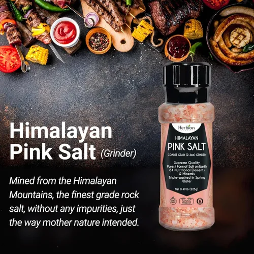 Miniatura 3 de HERBION Naturals - Molinillo de sal rosa del Himalaya de grano grueso, 100% puro con 84 minerales para condimentos, recargable, sal totalmente
