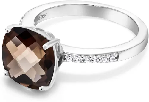 Miniatura 86 de Gem Stone King Anillo de compromiso de plata de ley 925 con piedra preciosa de corte cojín de 0.39 pulgadas Anillo de compromiso de aniversario