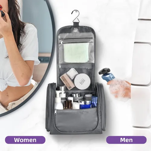 Miniatura 4 de JOMOLA Neceser colgante para hombres y mujeres, bolsa de maquillaje de viaje resistente al agua, bolsa organizadora de artículos de tocador de viaje