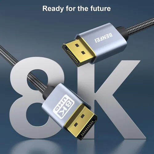 Miniatura 3 de BENFEI Cable DisplayPort a DisplayPort 8K de 6 pies [certificado VESA] compatible con 8K @60Hz, 4K @144Hz 120Hz, 2K @240Hz, carcasa de aluminio Gris