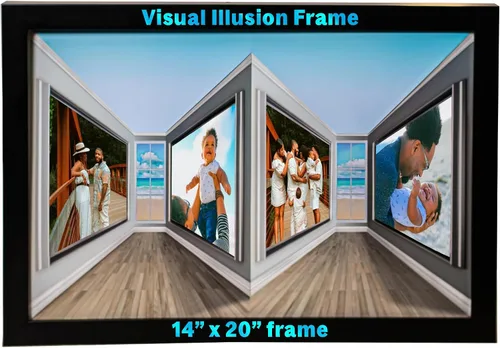 Portarretratos 3D con ilusión de perspectiva inversa, pantalla de montaje en pared de alta calidad para fotos de 12 x 18 pulgadas, decoración
