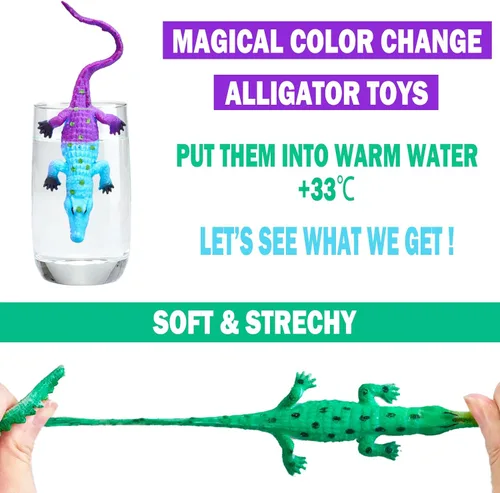 Miniatura 2 de Juguetes de baño sin agujeros que cambian de color para niños pequeños, juguete de caimán que cambia de color, juguetes de animales reptiles