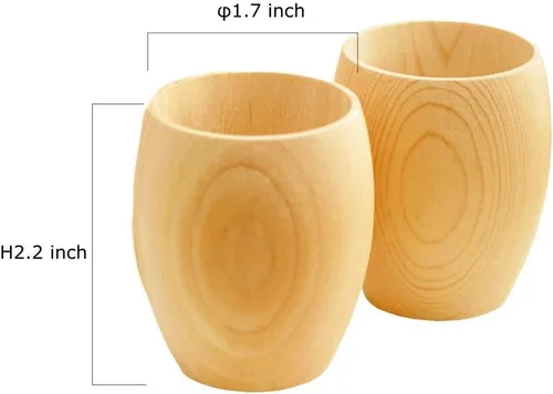 Miniatura 2 de EDOYA Hinoki - Juego de 2 tazas de madera para sake, fabricadas en Japón