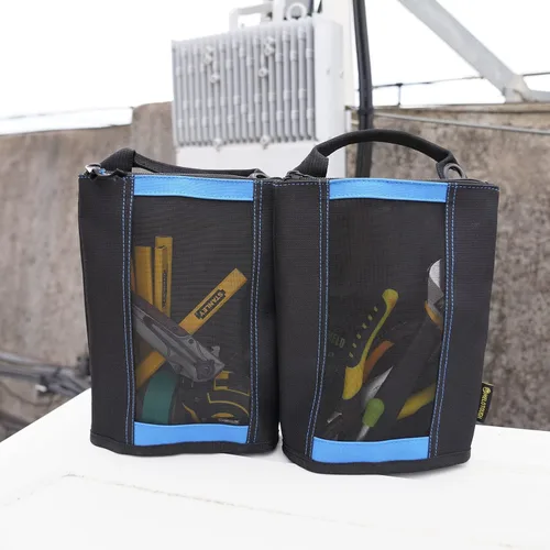 Miniatura 5 de MELOTOUGH Bolsa de herramientas de lona con cremallera – Bolsa de cierre de malla resistente, ojales para colgar (azul 2 unidades)