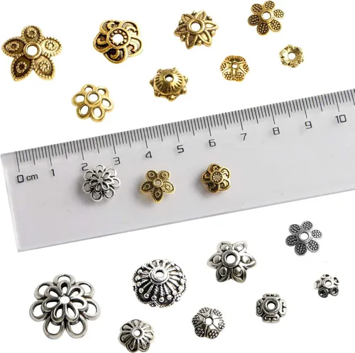 Miniatura 3 de FEBSNOW Alrededor de 160 cuentas espaciadoras, estilo Bali, mezcla de plata tibetana y oro antiguo para pulseras, collares, aretes, suministros