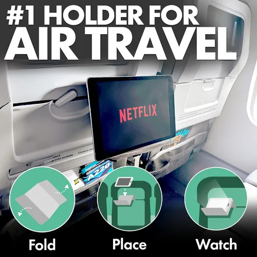 Miniatura 2 de Flight Flap Soporte flexible para tablet de avión, soporte flexible para teléfono celular y tableta, extra grande de 12 x 7 pulgadas, soporte