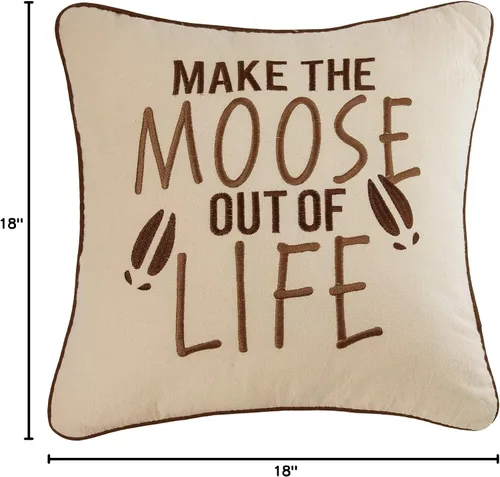 Miniatura 3 de C&F Home Almohada de alce fuera de la vida bordada beige de 18 x 18 pulgadas, almohada cuadrada tejida suave para sofá, cama, silla, algodón, 18 x