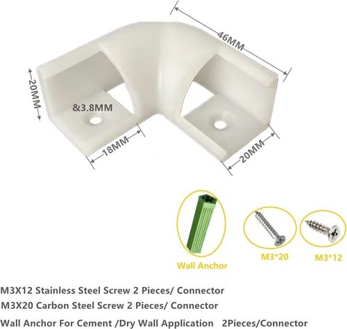 Miniatura 2 de THMOOTHER Paquete de 8 tiras LED en forma de V de 0.630 in de ancho con conector blanco de 90 grados, kit de esquina de perfil de cubierta curvada