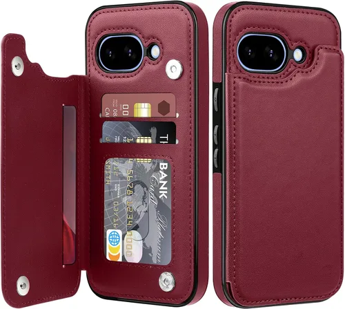 Miniatura 13 de Bizzib para Google Pixel 6A Funda de cuero tipo cartera con tarjetero, cubierta tipo libro con pata de pie, cierre magnético, funda protectora a