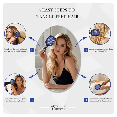 Miniatura 3 de Cepillo desenredante – Paquete de 2 cepillos ventilados para cabello húmedo y seco – Cepillo desenredante fácil y sin dolor que reduce los nudos
