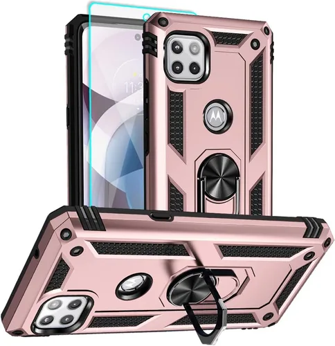 Miniatura 9 de Funda para teléfono Motorola One 5G Ace, Moto One 5G Ace con protector de pantalla HD, [grado militar de 16 pies probada en caídas], anillo