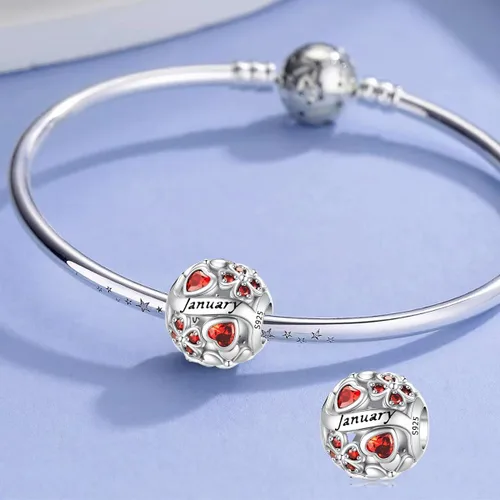 Miniatura 2 de Abalorio de Piedra Natal de Trébol de la Suerte 925 Plata de Ley para Pulseras y Collares de Pandora Joyería para Mujeres Regalos de Cumpleaños