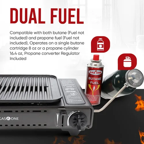 Miniatura 5 de GasOne Estufa Parrilla de Propano o Butano GS-2400P de Combustible Dual Portátil para Acampar Estufa de Gas con Estuche de Transporte
