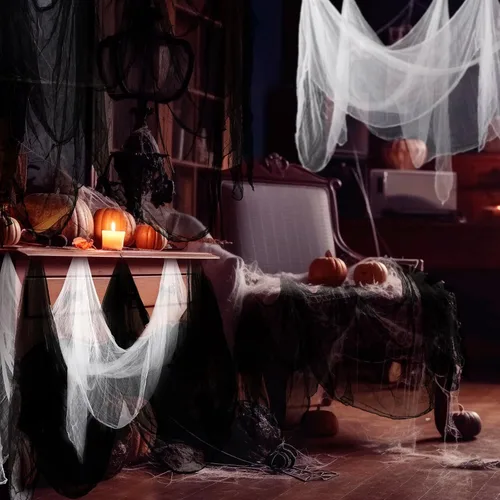 Miniatura 5 de Boao Paño de queso de Halloween para manualidades, tela de gasa de muselina de algodón grande para fiesta de Halloween, decoración de fiesta