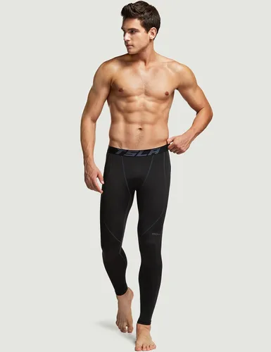Miniatura 6 de TSLA - Paquete de 1 o 2 pantalones térmicos de compresión para hombre, leggings deportivos y mallas para correr pantalones para usar como primera