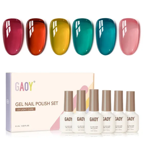 Miniatura 10 de GAOY Berry Collection - Esmalte de uñas en gel, color rosa intenso, borgoña, rojo, cereza y magenta, kit de esmalte de uñas para manicura de salón