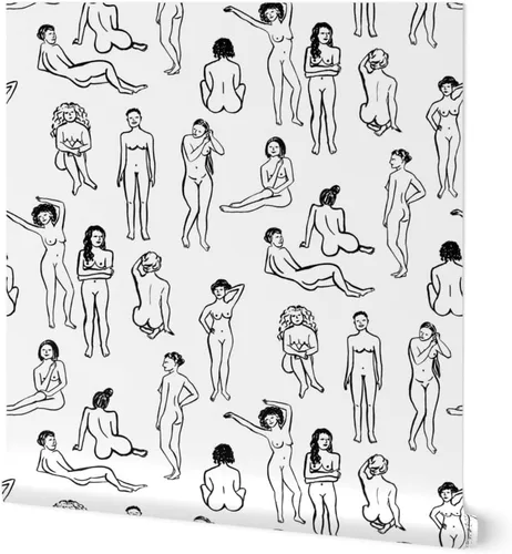 Papel tapiz para despegar y pegar, para mujer, negro, blanco, niña, poder, vida, dibujo, cuerpo, salud, papel pintado extraíble personalizado por