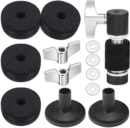 Miniatura 9 de Facmogu 23 accesorios de repuesto para platillo, fieltros de soporte de platillo, almohadillas de fieltro de tambor que incluyen tuercas de ala