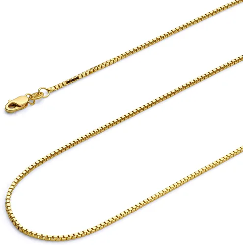 Miniatura 2 de The World Jewelry Center - Cadena de oro amarillo o blanco de 14 quilates, 1.1 mm, con cierre de mosquetón