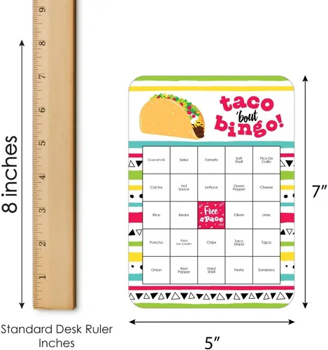 Miniatura 5 de Big Dot of Happiness Taco 'Bout Fun - Tarjetas de bingo y marcadores - Juego de bingo de fiesta mexicana - Juego de 18