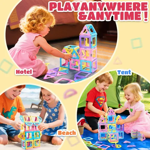 Miniatura 5 de MAGBLOCK Juguetes para niñas pequeñas, azulejos magnéticos, 52 piezas, regalos de cumpleaños para niñas, bloques de construcción magnéticos