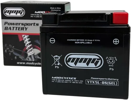 MMG YTX5L-BS - Batería de celda de gel, sellada de fábrica, deportes de motor de alto rendimiento, compatible con YTX5L-BS PTX5L-BS CTX5L-BS