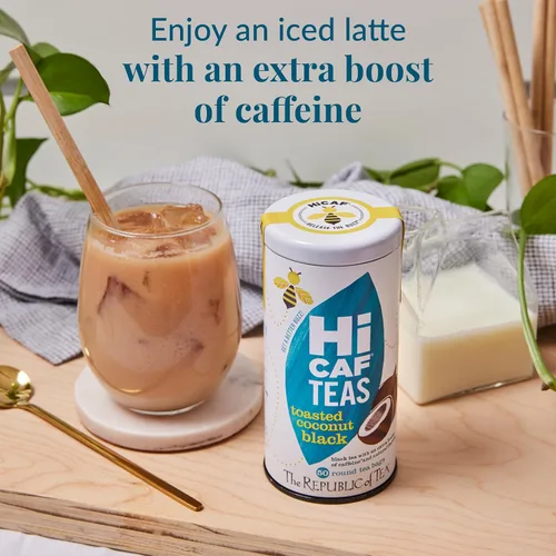 Miniatura 4 de The Republic of Tea HiCAF Té negro de coco tostado, 50 bolsitas de té, alto en cafeína