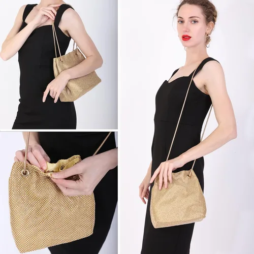 Miniatura 2 de Bolsa de noche para mujer, tamaño mejorado, bolsa de cubo de diamantes de imitación, bolsa de hombro brillante para fiesta, boda, cita nocturna