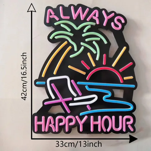 Miniatura 6 de Rompecabezas de 40 piezas de letrero de luz de neón Happy Hour, luz LED para cueva de hombres, letreros de pared para el hogar, regalos