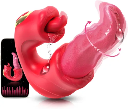 Vibrador para Adultos, Juguetes Sexuales para Mujeres, Potente Vibrador de Lengua con Péndulo y Dildo de Empuje Controlado por APP con 10 Modos de