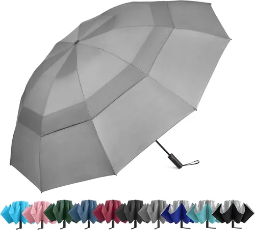 Miniatura 106 de G4Free Paraguas de golf grande de 42/46/54/62 pulgadas, paraguas compacto de viaje inverso, 10 varillas, resistente al viento para lluvia, doble