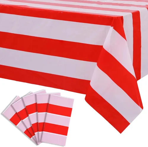 Miniatura 27 de Kesfey - Paquete de 3 manteles de plástico desechables, 54 x 108 pulgadas, diseño horizontal a rayas azul y blanco, náutico, impermeable, Rayas
