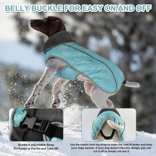 Miniatura 5 de Doglay Abrigo para Perro, Chaqueta Impermeable para Perro Abrigo de Invierno para Mascotas para Clima Frío con Cuello Peludo Grueso, Chaqueta
