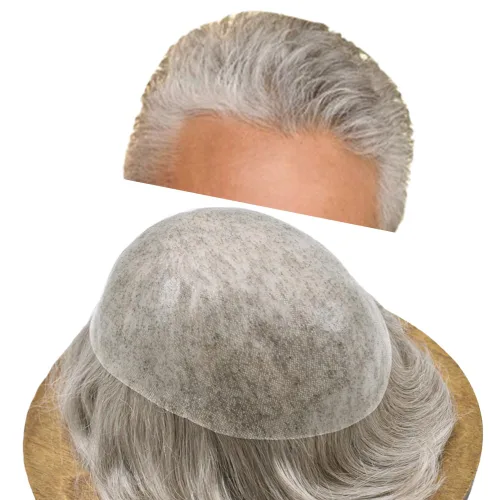 Miniatura 21 de Hair Nature - Tupé para hombres, sistema de repuesto de piezas de cabello humano, unidades de pelo negro con bucle en V de piel fina, 100% cabello