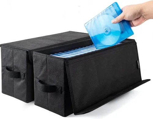 Miniatura 12 de UENTIP Cajas de almacenamiento para CD, paquete de 2 cajas de almacenamiento para DVD y CD con capacidad para 30 CD en estuches jewel completos, 60